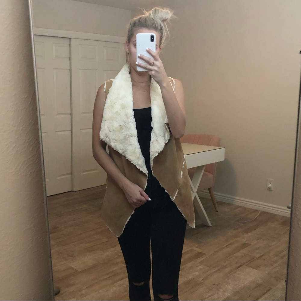 Brown suede/fur vest